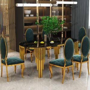 Quality Light Luxury Stainless Steel Marble Hotel Banquet Hall Dining Table wholesale