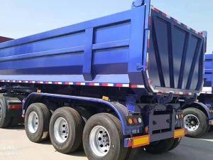 Quality 60T Tipper Semi Trailer 3 Axles Semi Flatbed Trailers Blue wholesale