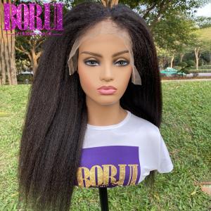 Quality Pre plucked Hair Line Kinky Straight 100% Human Hair Lace Frontal Wigs wholesale