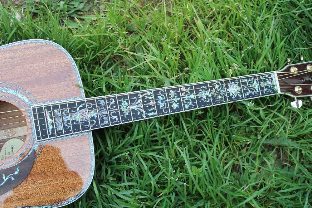 2020 New Handmade Cutaway Deluxe KOA Acoustic guitar solid koa wood with 100% all abalone inlay electric acoustic guitar