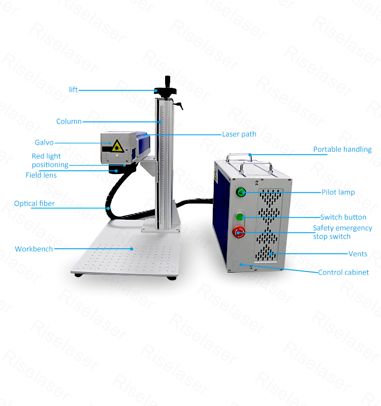 Auto Focus Optic Split Metal Fiber Laser Marking Machine Max Raycus JPT