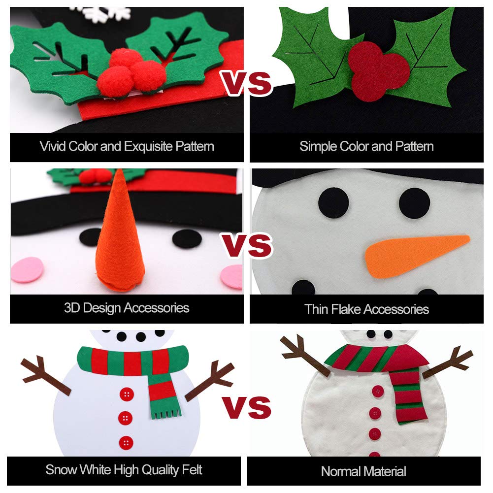 Wall Hanging Felt Christmas Snowman With Detachable Ornaments Xmas Gifts