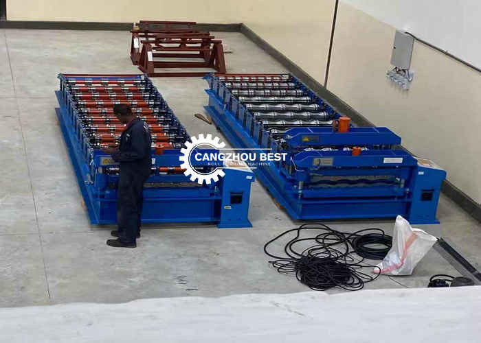 Color Steel Q Roof Tile Roll Forming Machine , Iron Sheet Making Machine