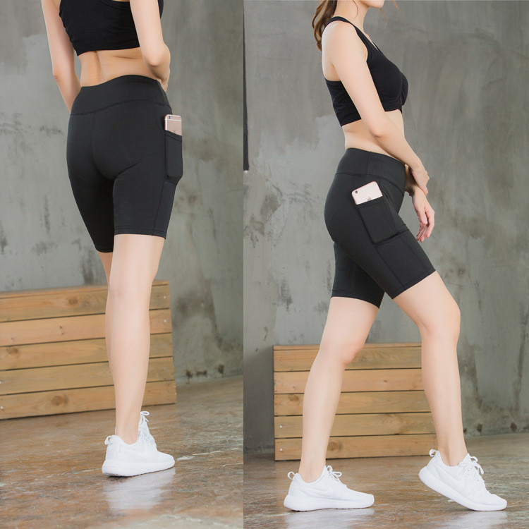 women's High Waisted Workout Active Wear Long Sport Shorts with Pocket