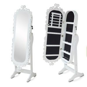 Quality MDF Wood Antique Noble Oval Jewelry Cabinet 160cm Height With Mirror wholesale