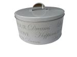 Cookie Food Tin Canister 2 Spot Colored Printed With Metal Handle