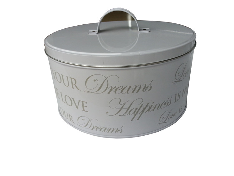 Cookie Food Tin Canister 2 Spot Colored Printed With Metal Handle