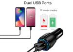 White10cm 2 USB CE 18W Max QC 3.0 Car Charger