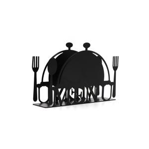Quality Black Color Paper Metal Napkin Holder , Iron Napkin Holder Stand Rack wholesale