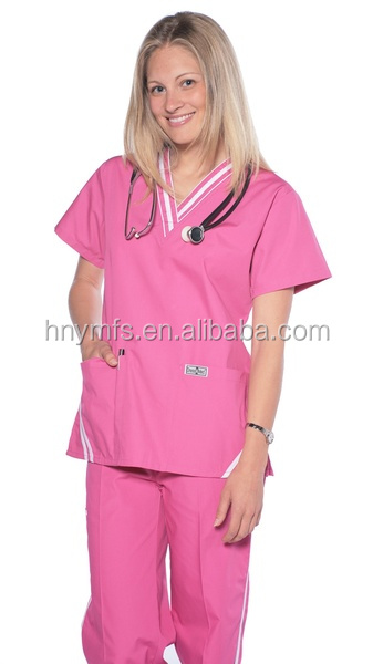 wholesale new style stretchy medical scrubs sets nurse uniform Custom V neck with 3 pockets unisex scrub set hospital uniform