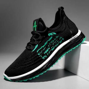 Quality Black cool Men's Flyknit Sport Shoes Knitted Upper sample free wholesale