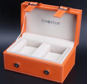 Quality PU Wrapped Wooden Watch Storage Box , High Grade Personalized Mens Watch Box wholesale