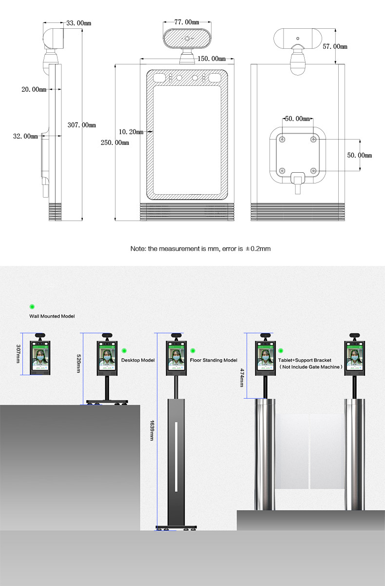 FCC AI 8" Face Recognition Thermal Sensor With Hand Sanitizer