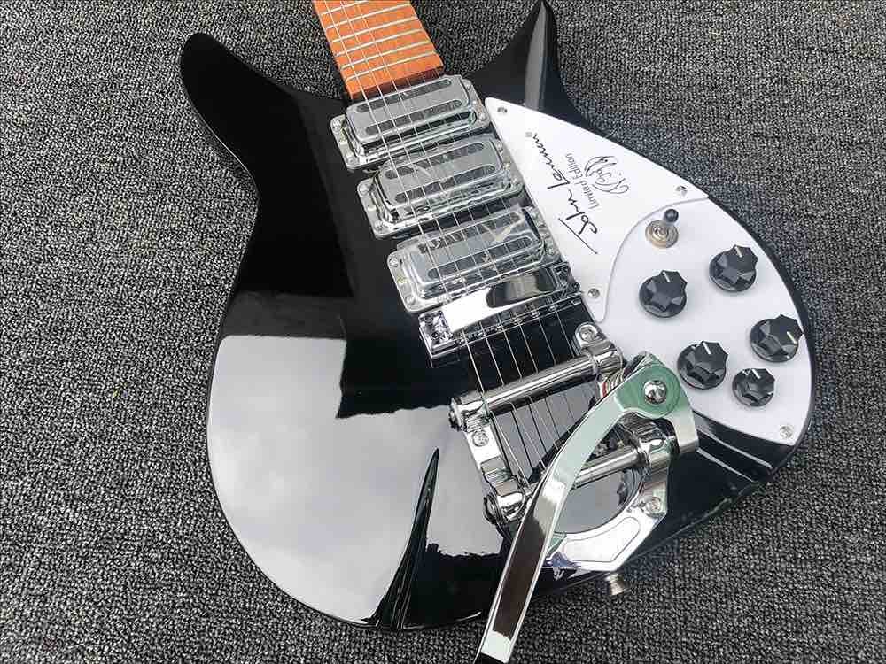 Body Celluloid Back Side 12 Strings Ricken 325 Electric Guitar BlackMahogany Body Rosewood Fingerboard Accept Customized