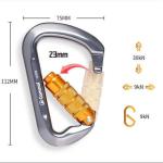 7075 Aviation Aluminum 30KN D Shape Rock Climbing Carabiner for Safety and