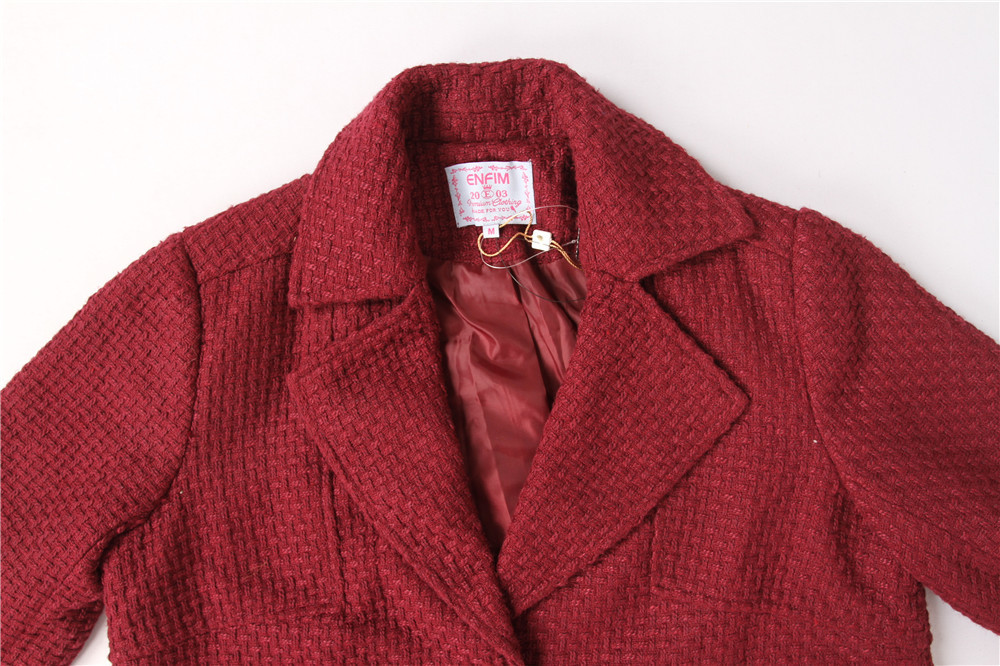 Stockpapa Autumn Winter Ladies Knit Burgundy Longline Blazer