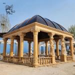 Luxury White Marble Garden Gazebo Metal Wrought Roof Dome Pavilion Modern Large