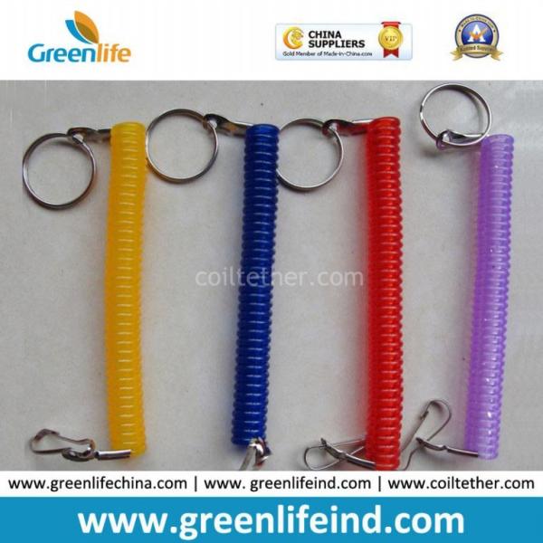 Cheap Colored Plastic Key Ring Badge Coiled Bungee Cord Expanding Chain for sale