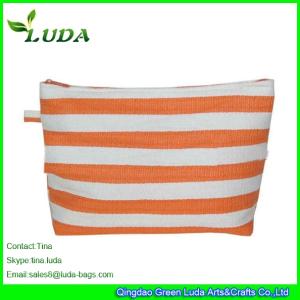 Quality LUDA Striped Straw Handbags Paper Straw Clutch wholesale