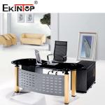 Commercial L Shaped Office Glass Desk Customized Drawer