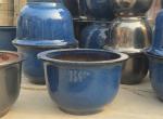 Round 60cmx37cm Blue Ceramic Outdoor Garden Pots