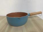 White Kitchen Cookware Aluminum Sauce Pan Non Stick With Wooden Handle