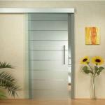 Hotel Sliding Barn Door Tempered Glass Stripe Frost Clear Insulated