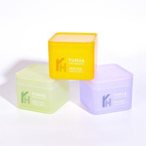 Quality Square Double Wall Plastic Jars Flip Top Cap Makeup Cotton Container Jar With Tweezers wholesale