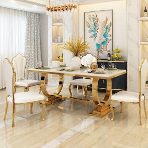 Quality Contemporary Stainless Steel Marble Dining Table For Modern Homes wholesale