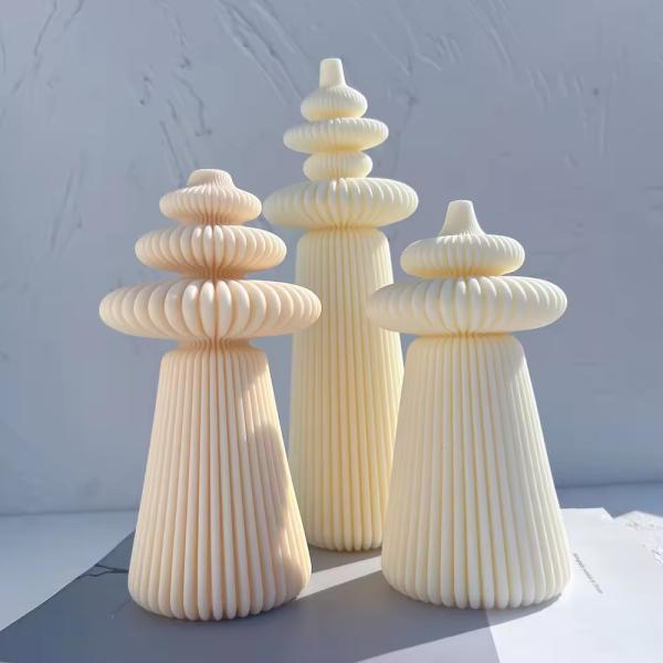 3 Designs Roman Pillar Cylindrical Silicone Candle Molds Geometric Abstract