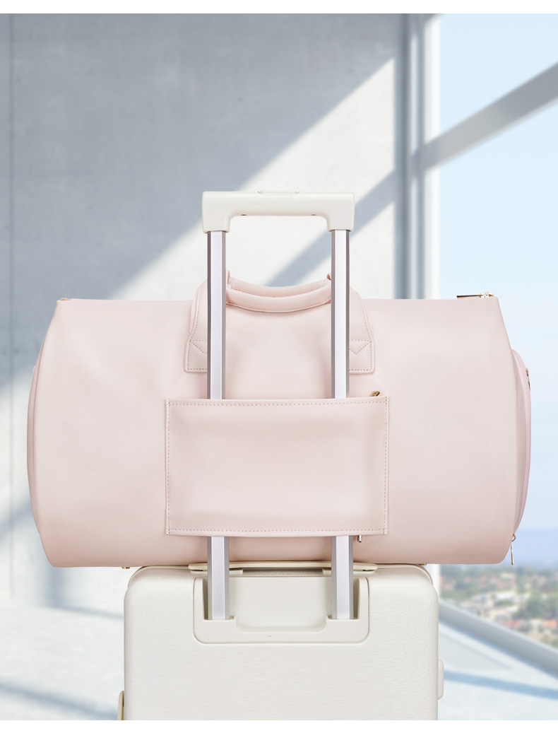 PU Foldable Pink Leather Travel Duffle Bag Carry On Garment Bag OEM/ODM
