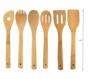 Quality Non Stick Bamboo Kitchen Supplies Bamboo Wood Utensils 6 Pieces Set wholesale