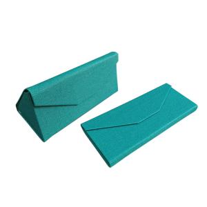 Quality Blue Magnet Closure Folding Triangle Eyeglasses Case Sunglasses Packaging Box wholesale
