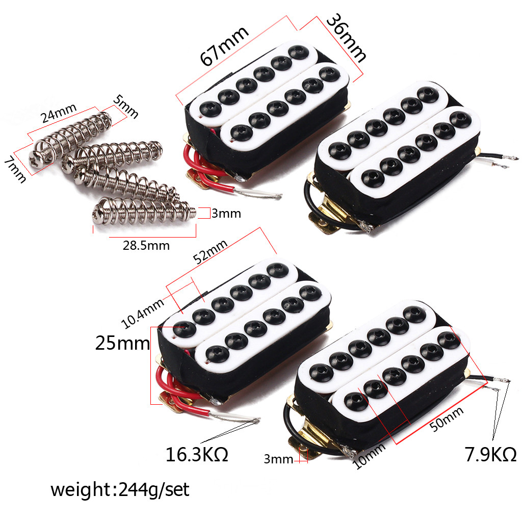 Double Coil Pickups Humbucker Ceramic 7.9KΩ Neck 16.3KΩ Bridge White Adjustable Screw