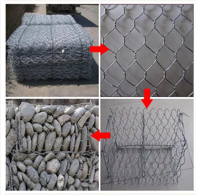 270g/M2 Zinc Coated Box Gabion Flood Control Stone Filled 3m X 1m X 0.5m