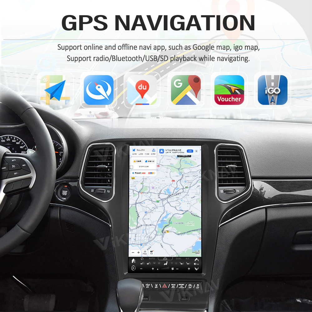 Viknav Car Radio For Jeep Grand Cherokee (2014-2019) 14.4 inch Android 13 Auto Stereo GPS Navigation Wireless Carplay