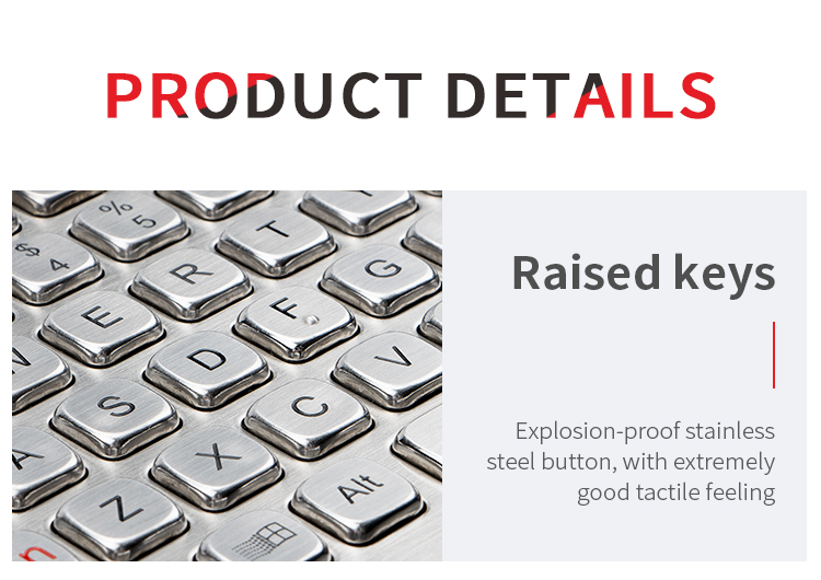 IP65 dynamic Stainless Steel Industrial Keyboard Vandal Proof 68 Keys Compact Format