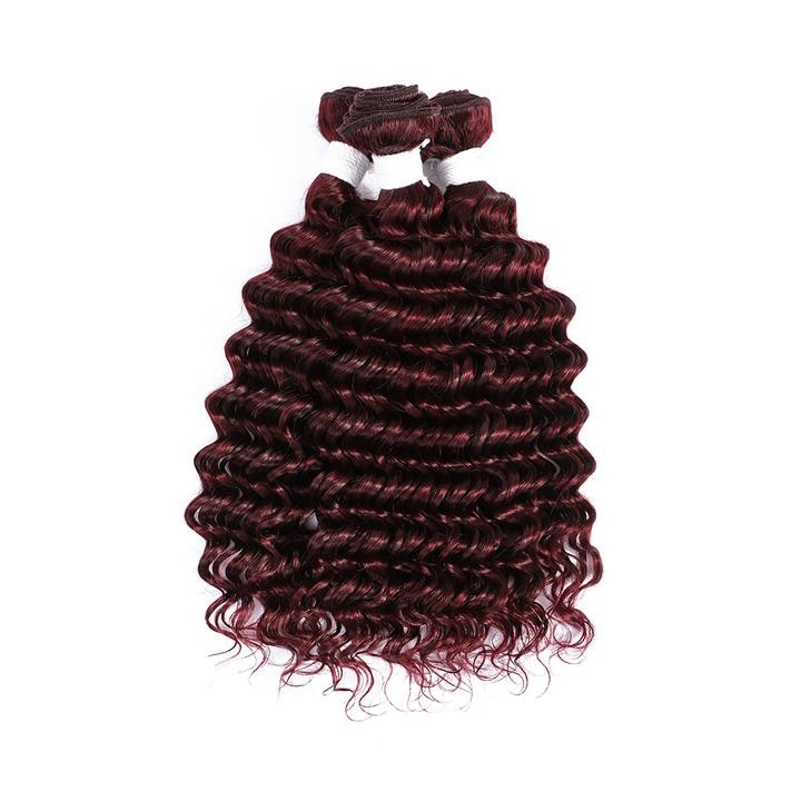 #99J Dark Wine Deep Wave Remy Human Hair Bundles Sew In Weave Bundles Brazilian Bundle Deals