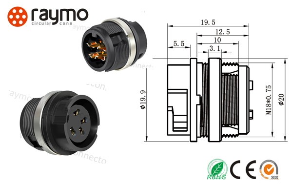 5 Pin Female Socket Circular Electrical Connectors Binder Bayonet Locking System