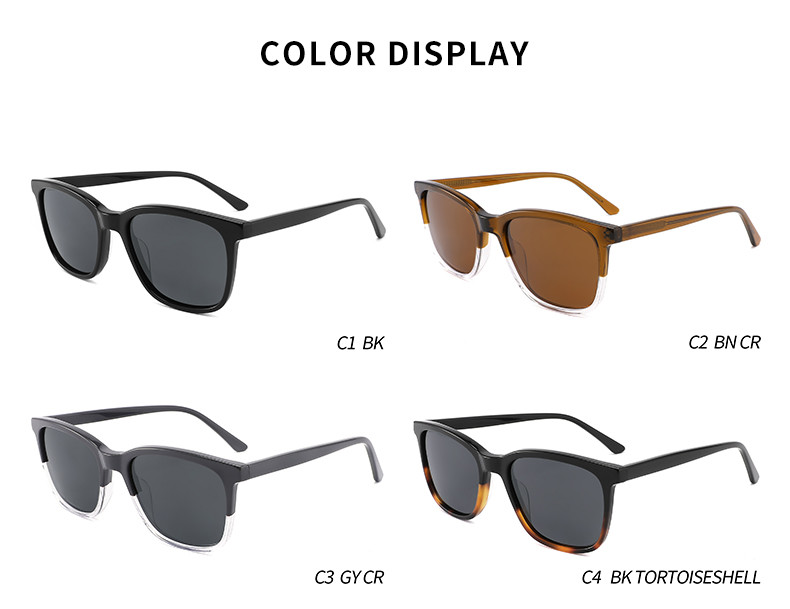 Square Shape retro eyewear sunglasses Classic Transparent Polarized Sunglasses