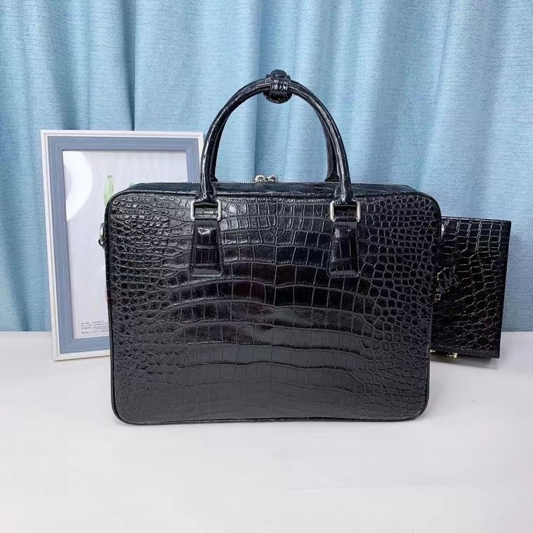 Authentic Crocodile Belly Skin Men's Classic Working Briefcase Genuine Alligator Leather Male Large Top-handle Handbag