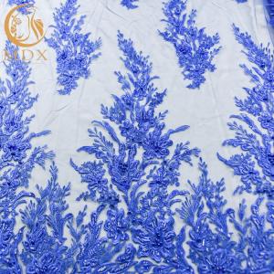 Quality Blue Wedding Lace Fabrics MDX Elegant Flower Pattern 135cm Width wholesale