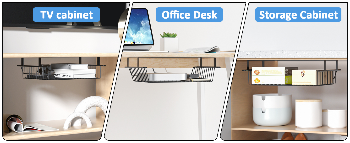Plant Fiber Type Under Desk Slideable Drawer for No Drill Cable Management Tray Basket