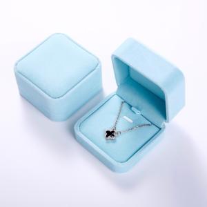 Quality 2.8X3.3X1.4in 0.8gram Jewelry Paper Packaging Recycled Blue Carton Velvet Jewelry Boxes wholesale