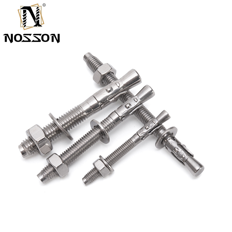 Metric DIN Standard Wall Mounting Double Head Bolt Through Bolts with 304 Stainless Steel Hexagon Screws and Nuts Set