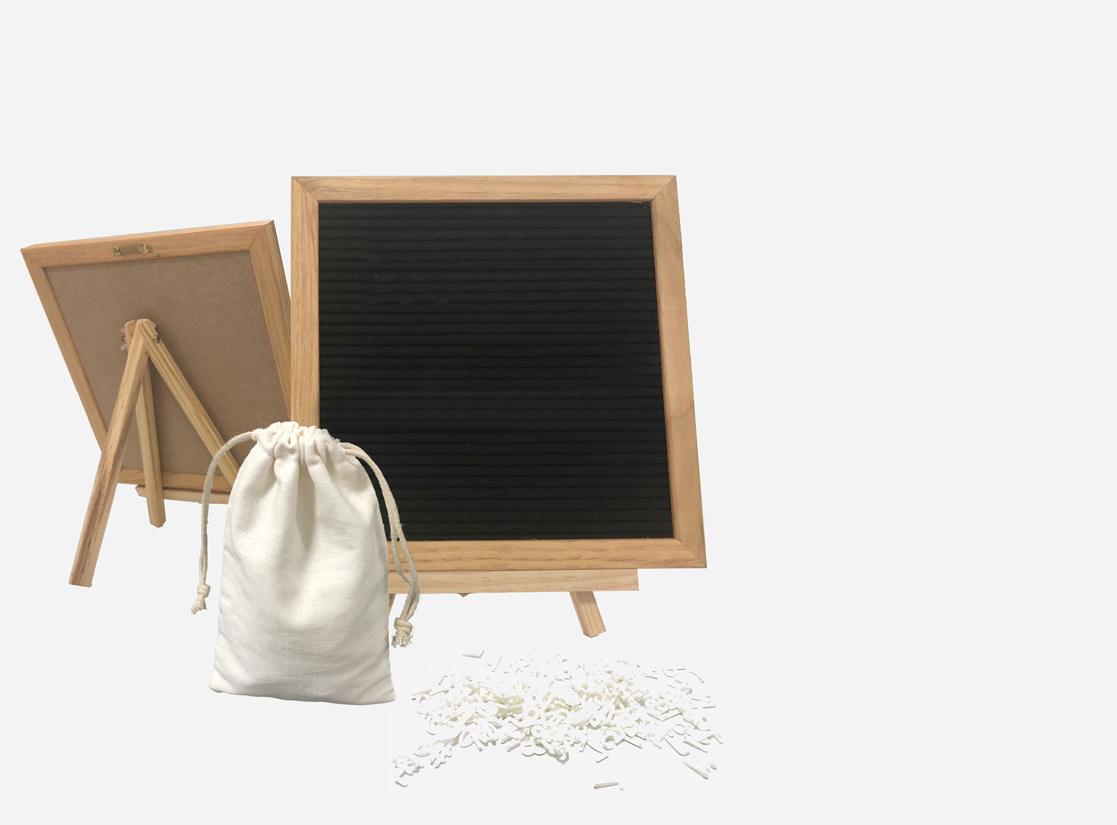 10'' × 10'' Black Felt Changeable Letter Board With 340 Letters And Stand