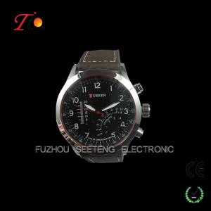 Quality Hot sell luxury men curren watches for men with leather band and three bars wholesale