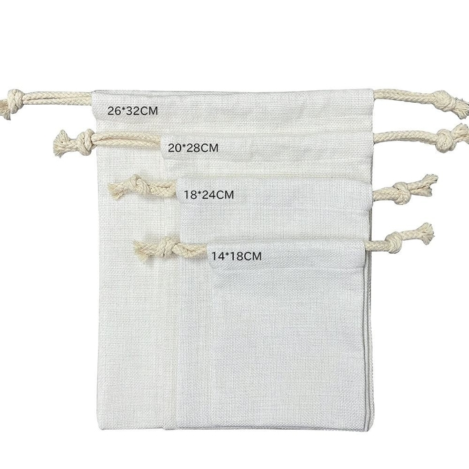 Various Sizes Linen Sublimation Drawstring Pouch Customization 20*28cm 26*32cm