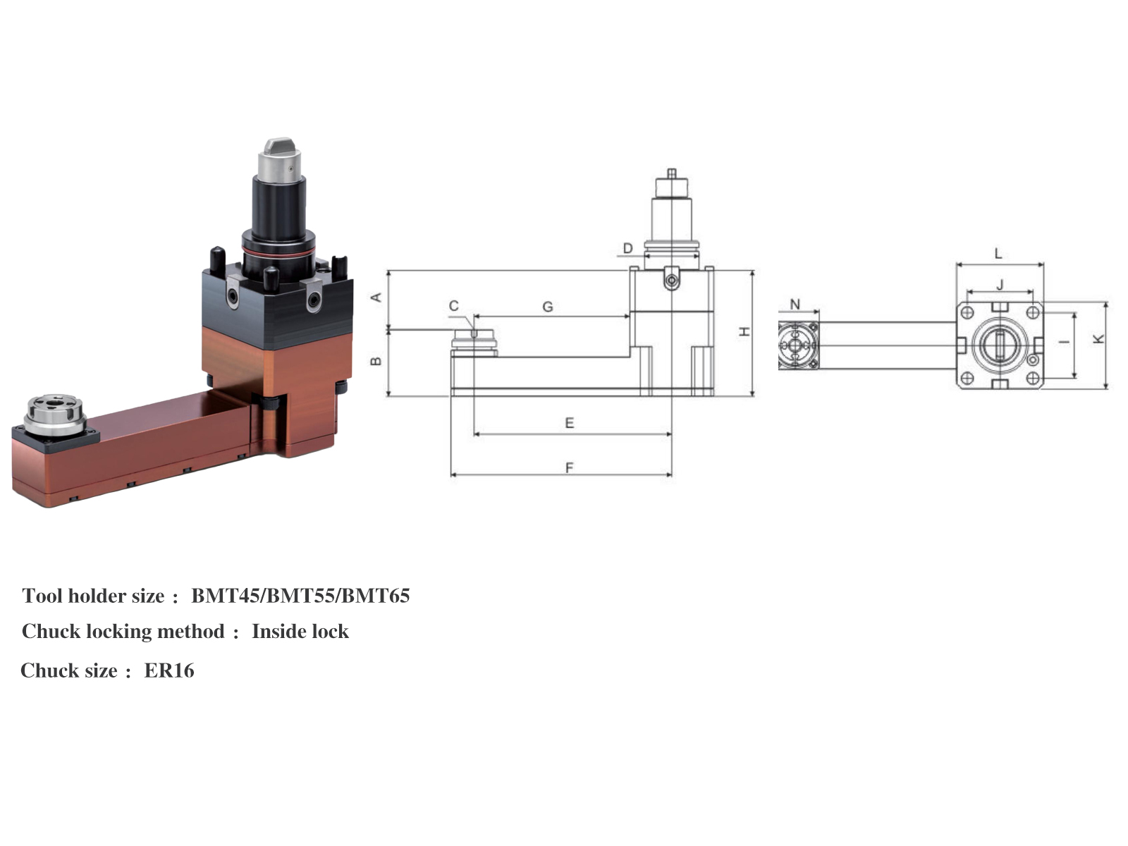 High Accuracy Power Bmt45 Live Tooling With Inside Locking Method