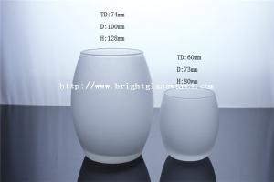 Quality frosted glass candle holder, egg hurricane glass wholesale